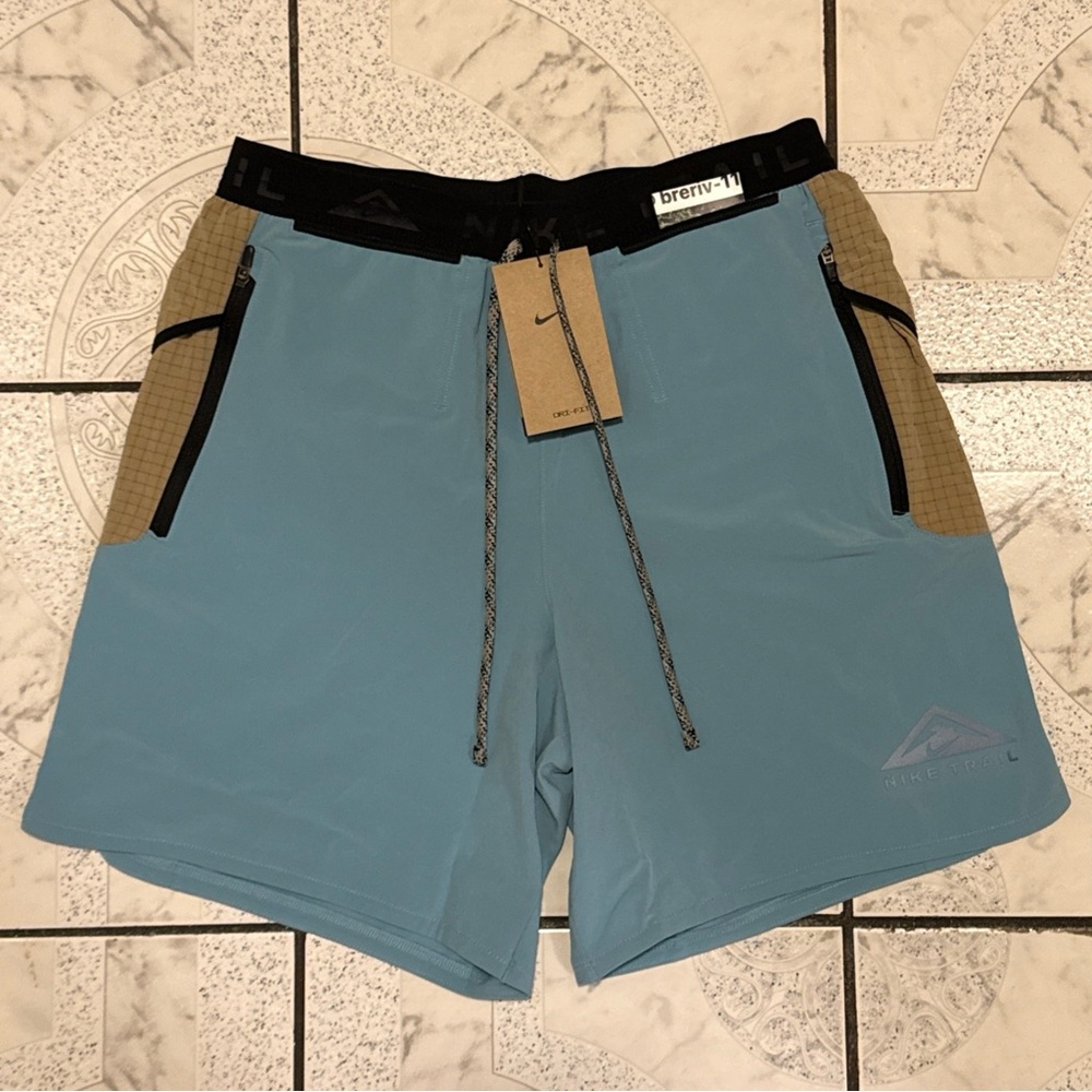 New Nike Trail Second Sunrise 7" Blue Running Shorts Men’s Size S FB4194-464